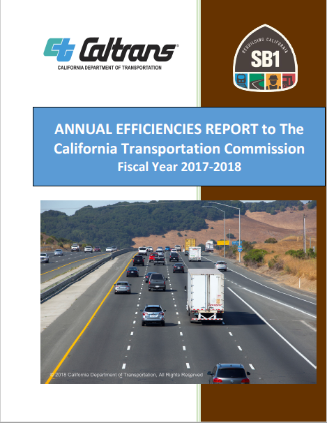 Caltrans Fiscal Year 2017-18 Efficiencies Report cover.