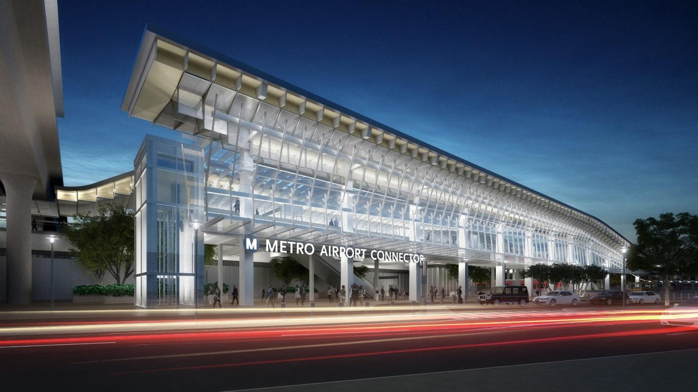 Rendering of future Airport Metro Connector 96th Street Transit Station.
